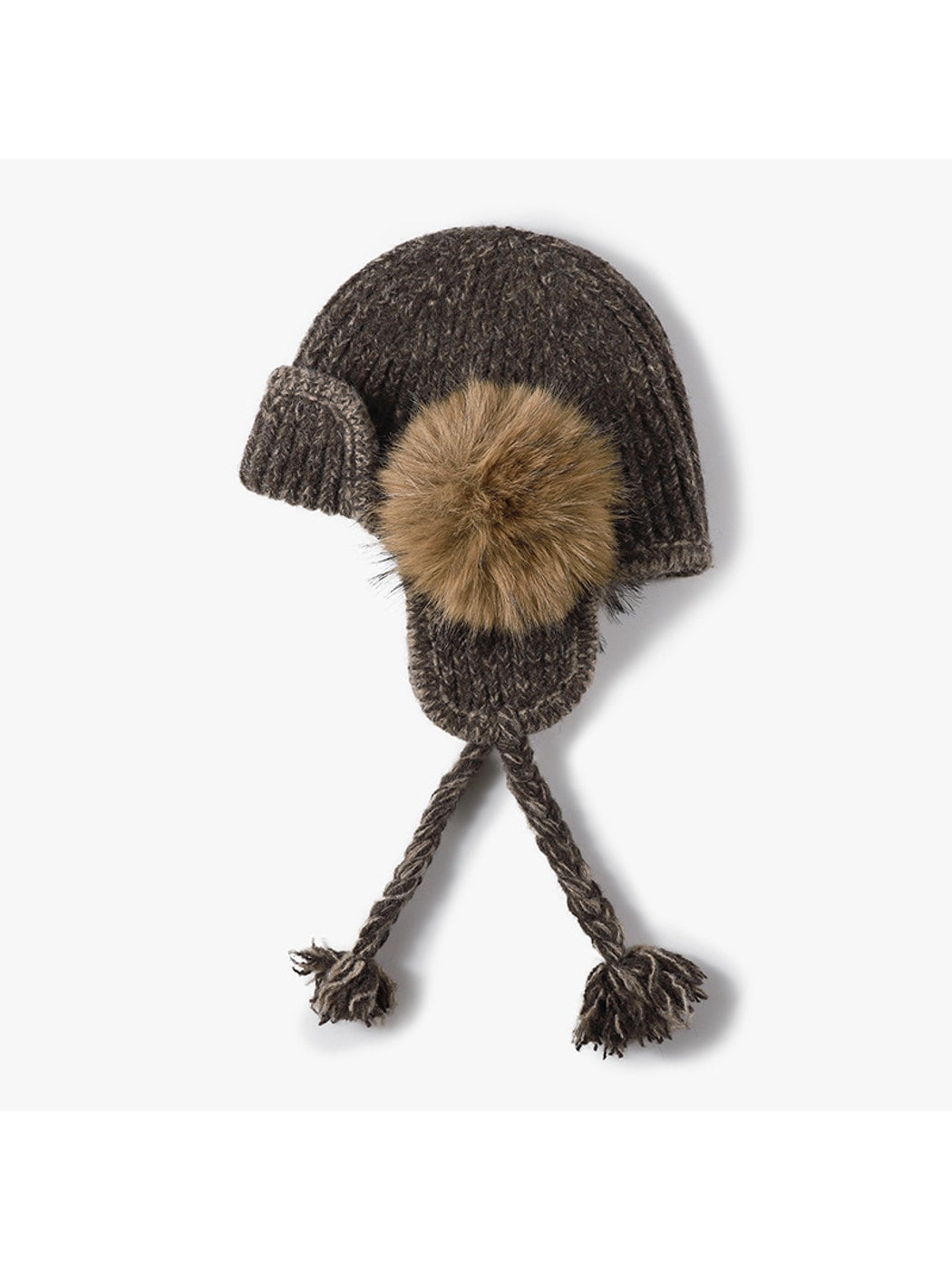 Haila - Braided Pom Earflap Knit Balaclava Hat