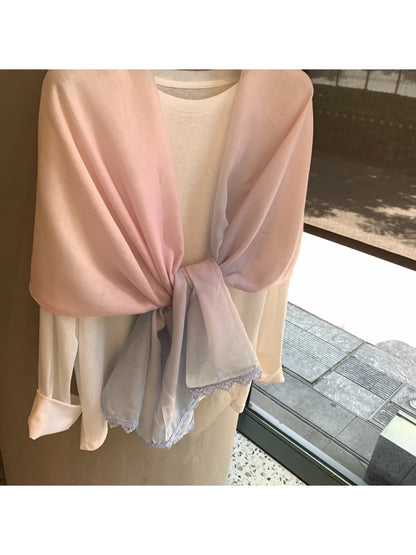 Scarvii - Minimal Gradient Lace Edge Shawl Scarf