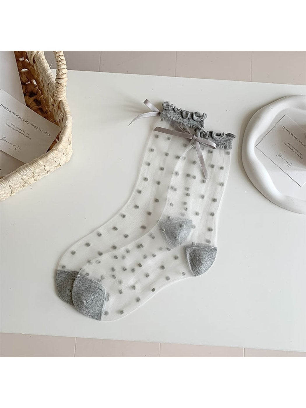 Rufia - Sweet Bow Detail Sheer Socks