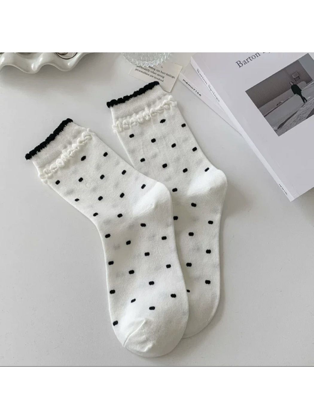 Rufia - Polka Dot Ruffle Cuff Crew Socks product image 5