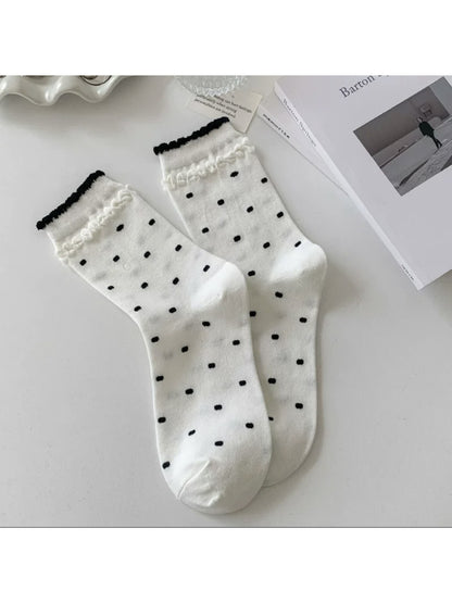 Rufia - Polka Dot Ruffle Cuff Crew Socks product image 5