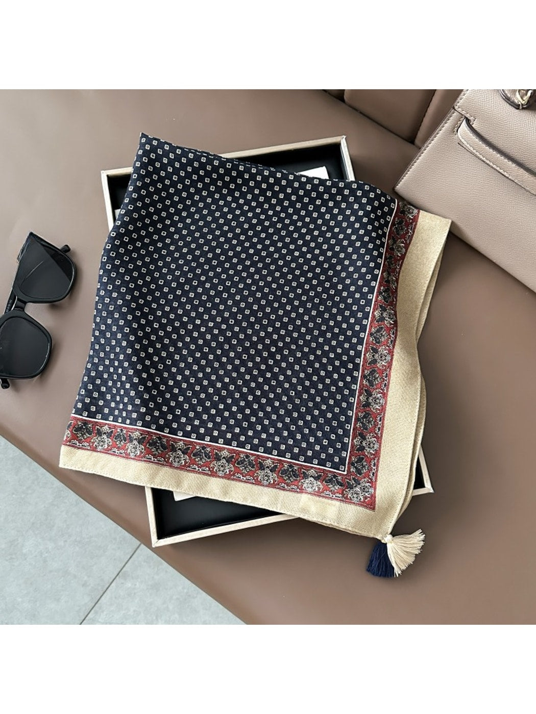 Scarvii - Vintage-inspired Geometric Printed Square Scarf