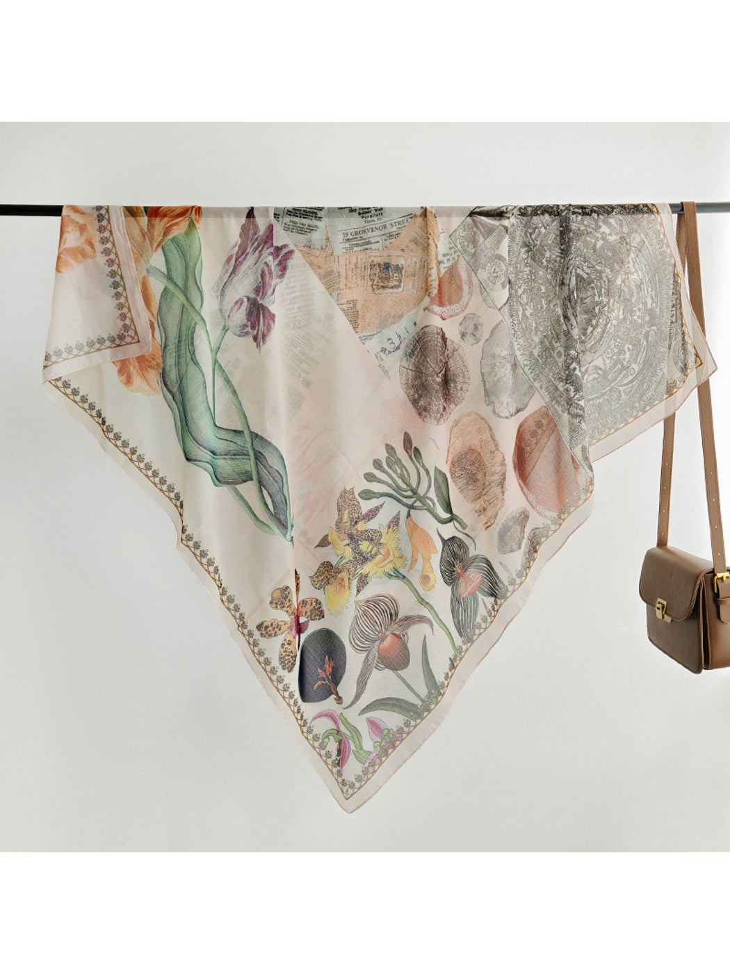 Scarvii - Botanical Patchwork Print Fashion Square Scarf