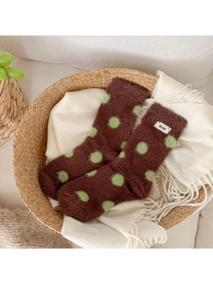 Rufia - Fuzzy Polka Dot Cozy Crew Socks