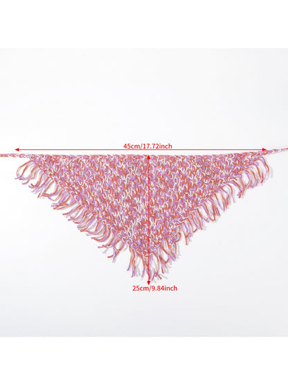 Scarvii Crochet Colorblock Fringe Hair Scarf
