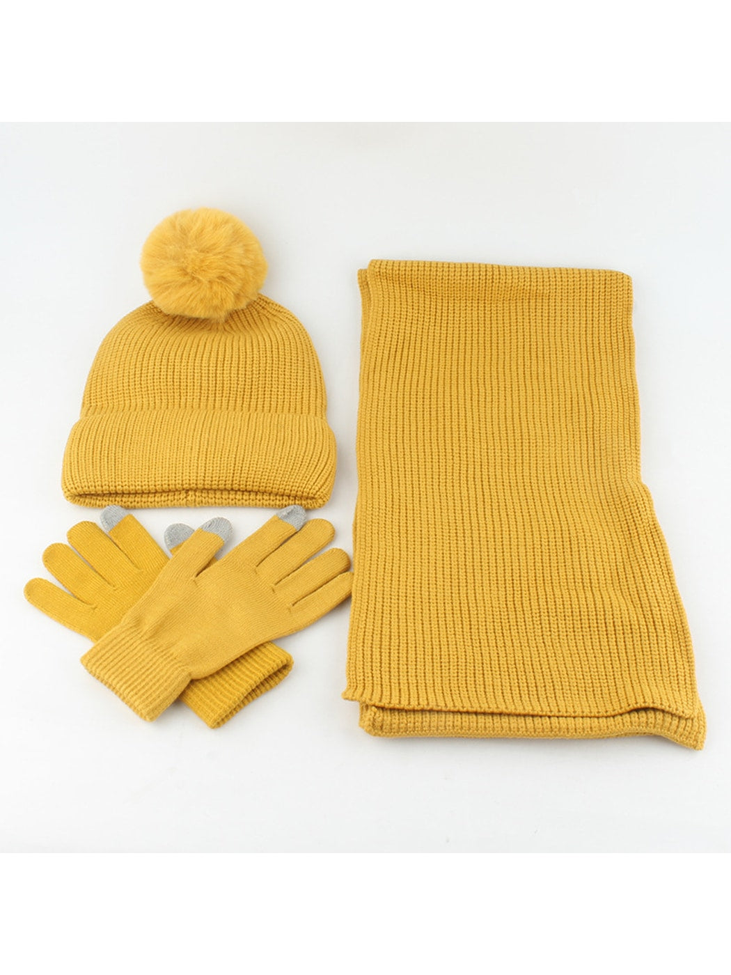 Haila - Solid Color Beanie Scarf Gloves Set