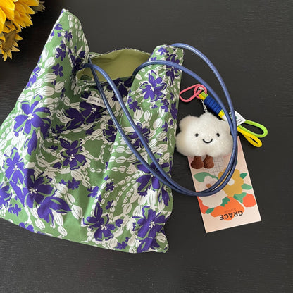 Cosbai Soft Bloom tote bag open to show spacious interior and lining