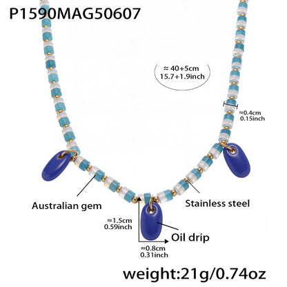 Bauai - Colorful Flat Bead Pendant Necklace - Elegant & Charming