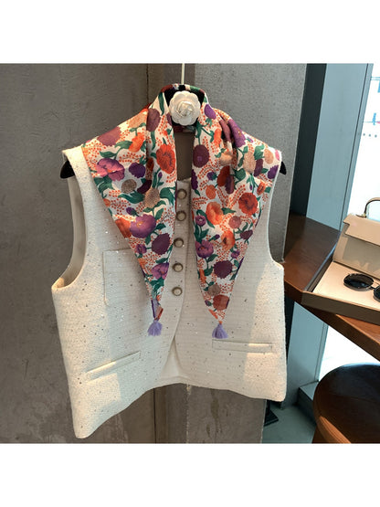 Scarvii - Floral Pattern Elegant Square Scarf