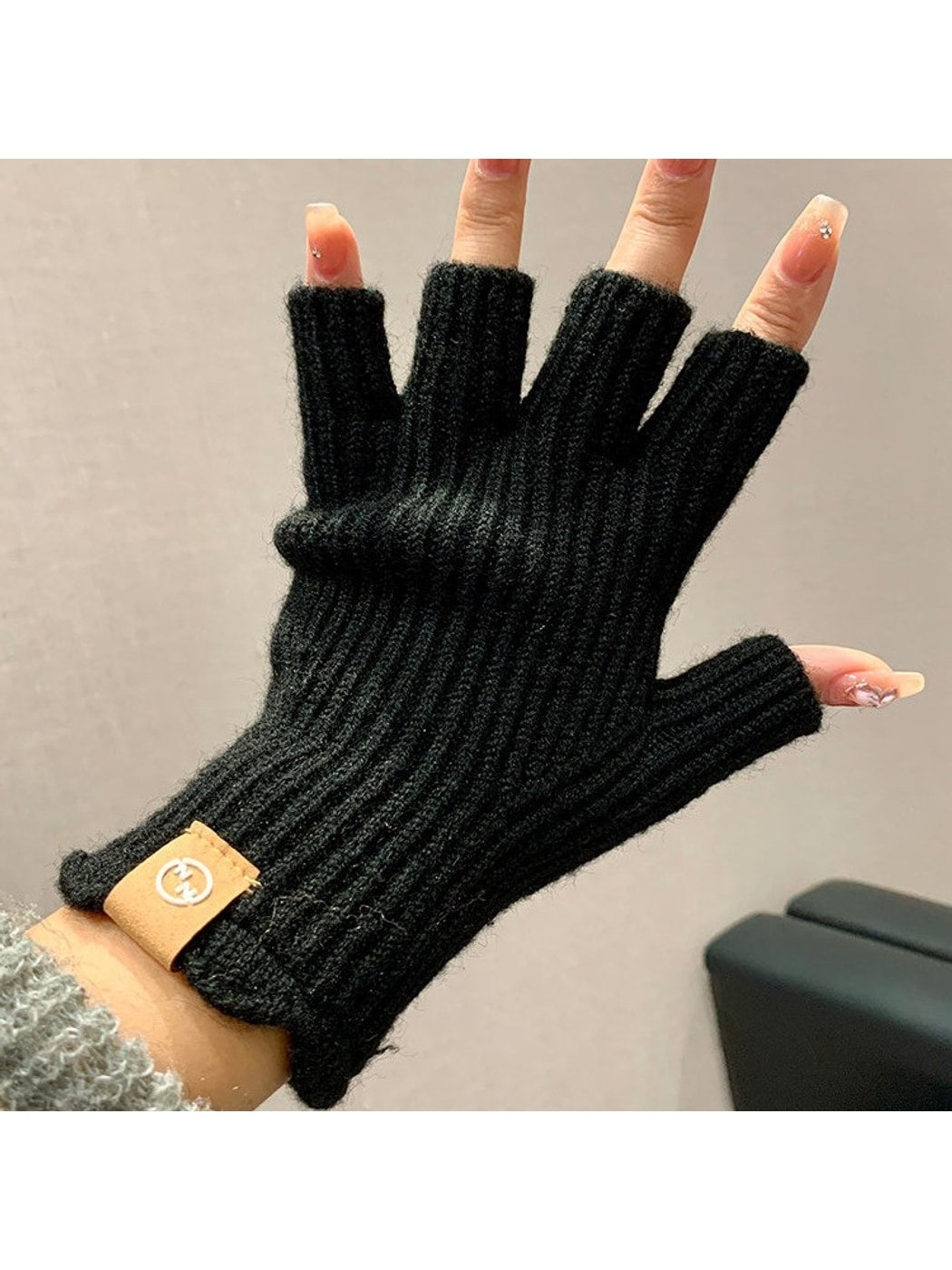 Gloving - Retro Ribbed Half Finger Winter Gloves