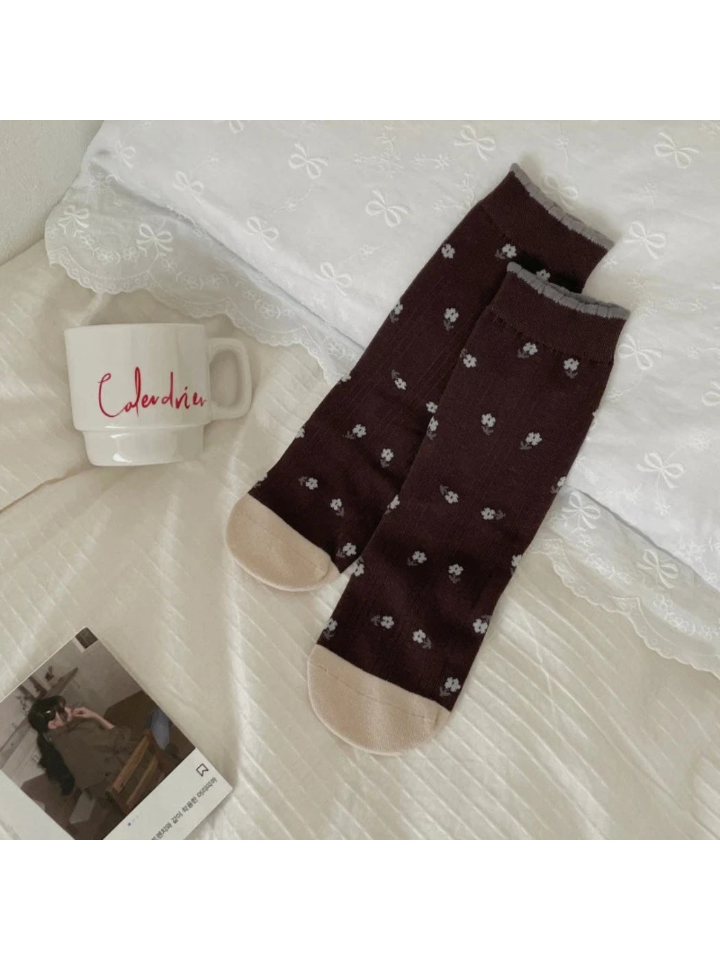 Rufia - Contrasting Toe Color Crew Socks