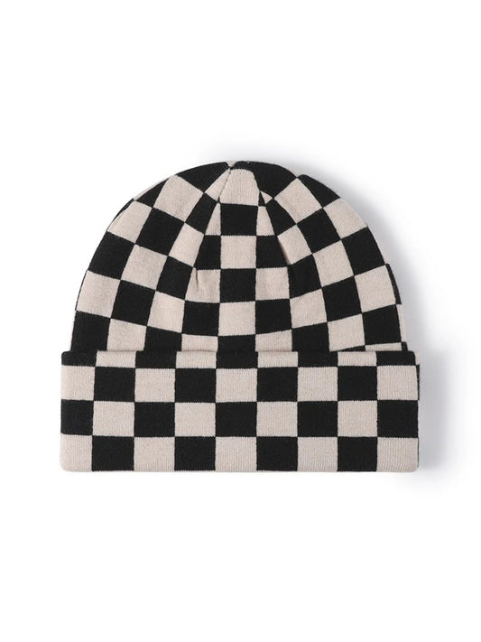 Haila - Checkerboard Cuffed Knit Beanie