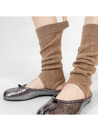 Cozyra - Solid Openwork Stirrup Leg Warmers