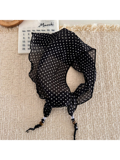 Scarvii - Polka Dot Beaded Tie Triangle Scarf