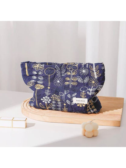 Cosbai - Floral Embroidered Zippered Makeup Bag