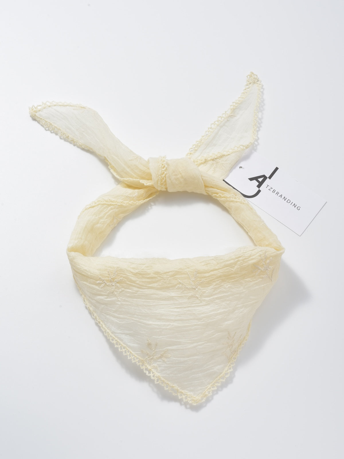 Scarvii Floral Embroidered Lace Trim Triangle Scarf