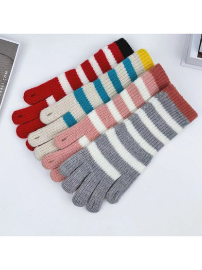 Gloving – Striped Long Knit Gloves