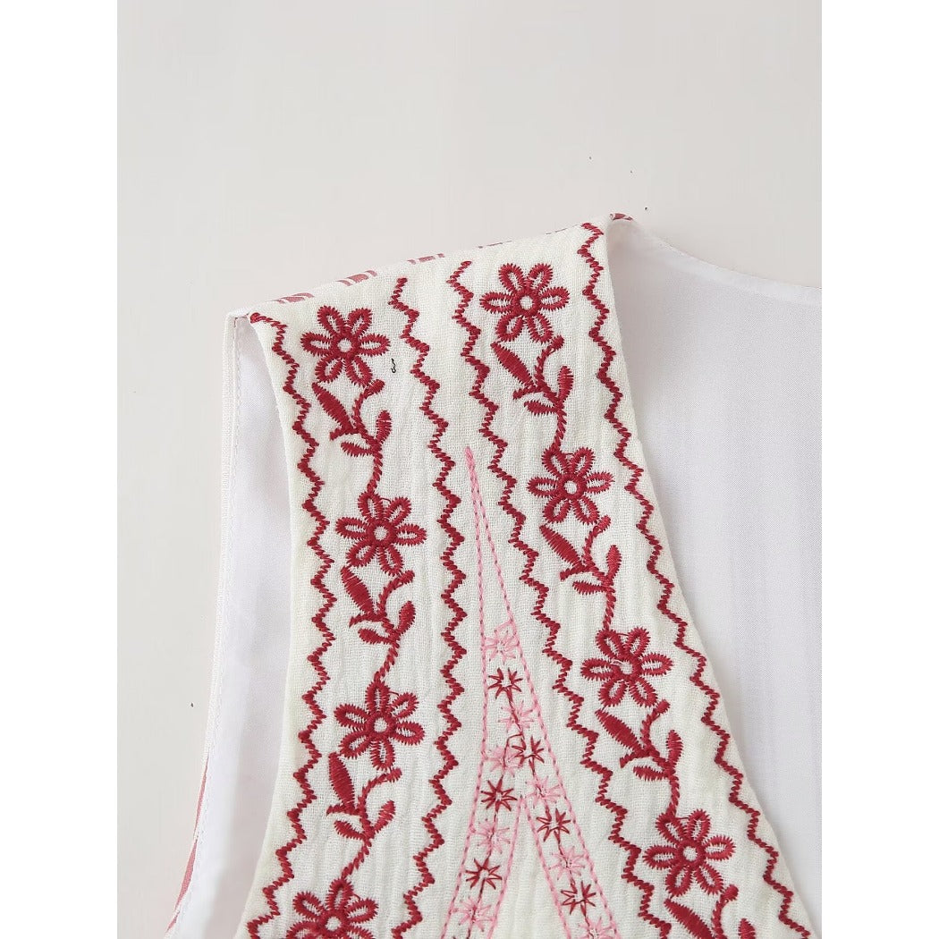 Crosa - Embroidered V-Neck Top – Classic & Versatile