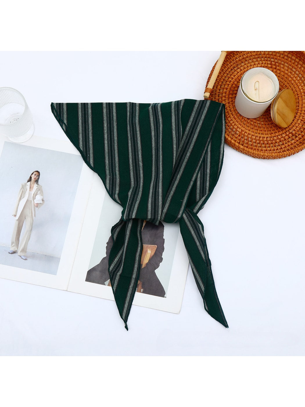 Scarvii - Retro Striped Literary Style Triangle Bandana