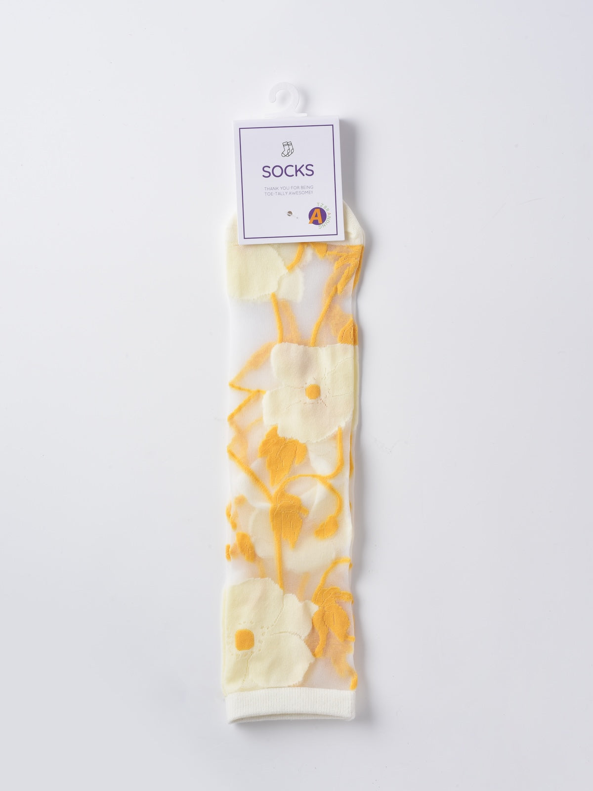 Rufia - Sheer Garden Flower Embroidered Crew Socks