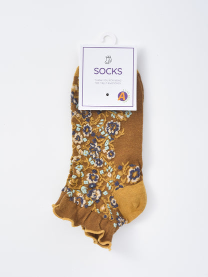Rufia - Vintage Floral Ruffle Crew Socks