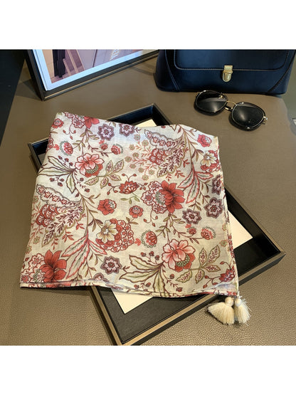 Scarvii - Lush Floral Print Decorative Square Scarf