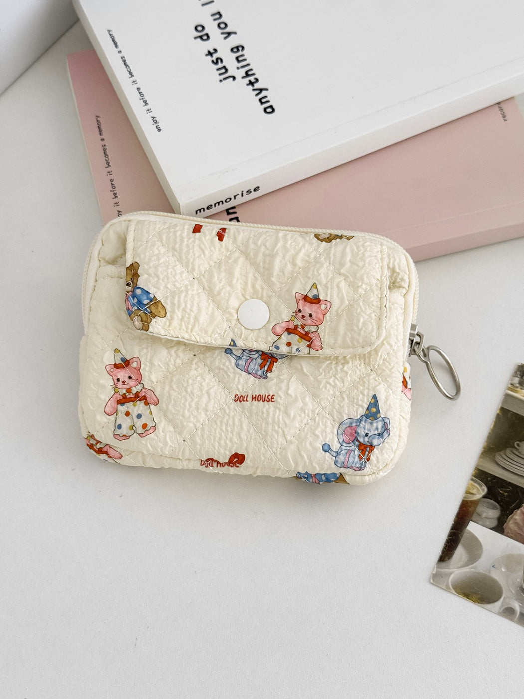 Cosbai travel pouch open showing spacious interior with light lining