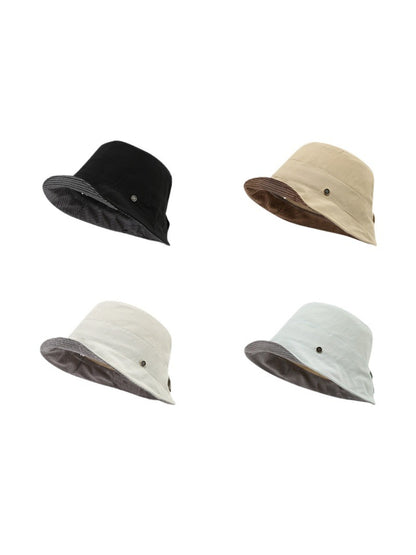 Haila minimal contrast edge bucket hat front view on white background