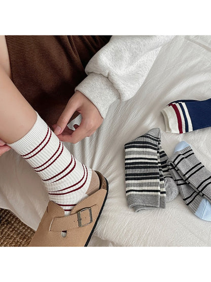 Rufia - Preppy Vintage Stripe Crew Socks