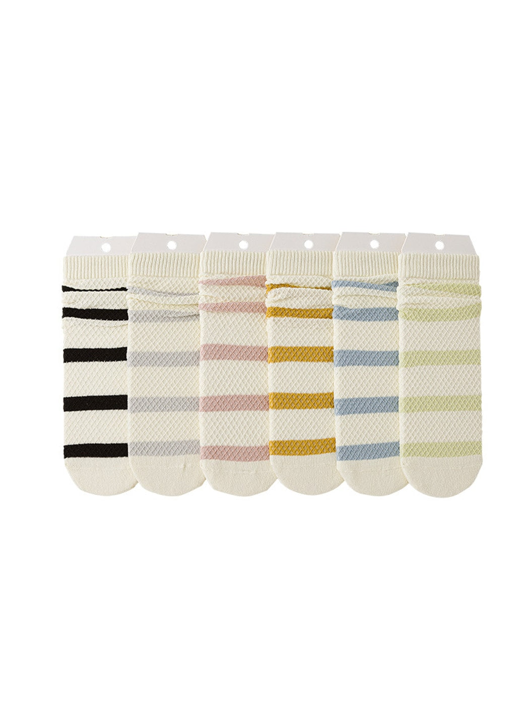 Rufia - Simple Style Candy Color Stripe Casual Crew Socks