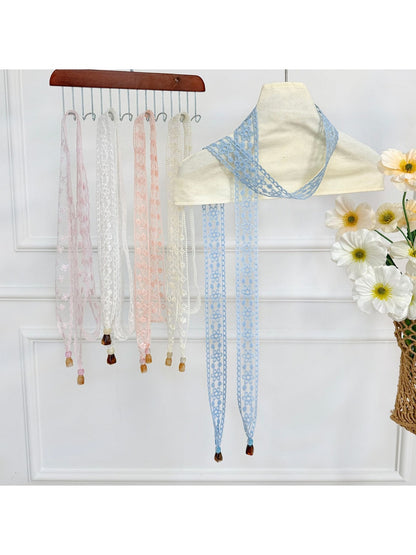 Scarvii - Romantic Floral Lace Long Narrow Scarf