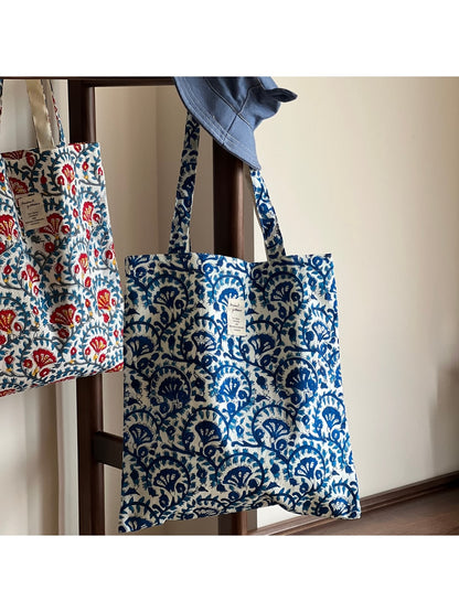 Cosbai - Botanical Block Print Tote Bag