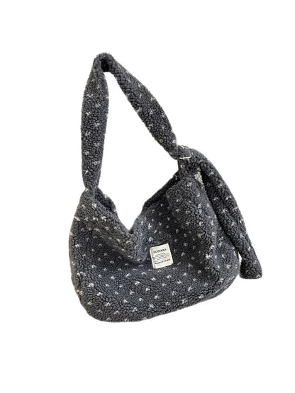 Cosbai – Plush Heart Printed Crossbody Shoulder Bag