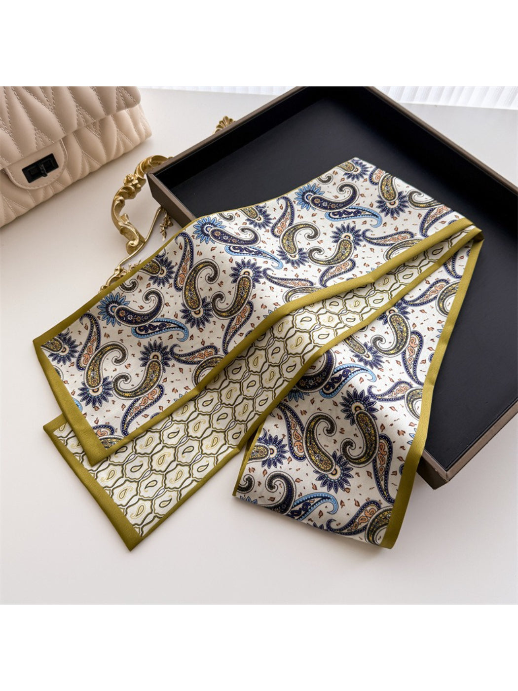 Scarvii - Paisley Border Skinny Scarf
