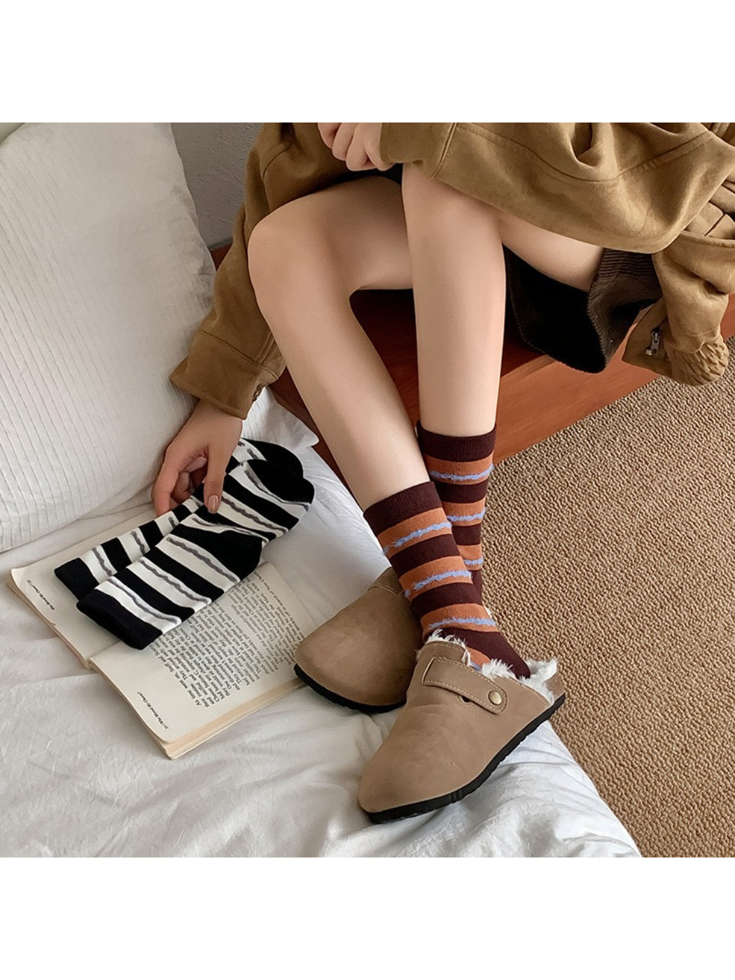 Rufia - Slouchy Colorblock Stripe Crew Socks product image 2