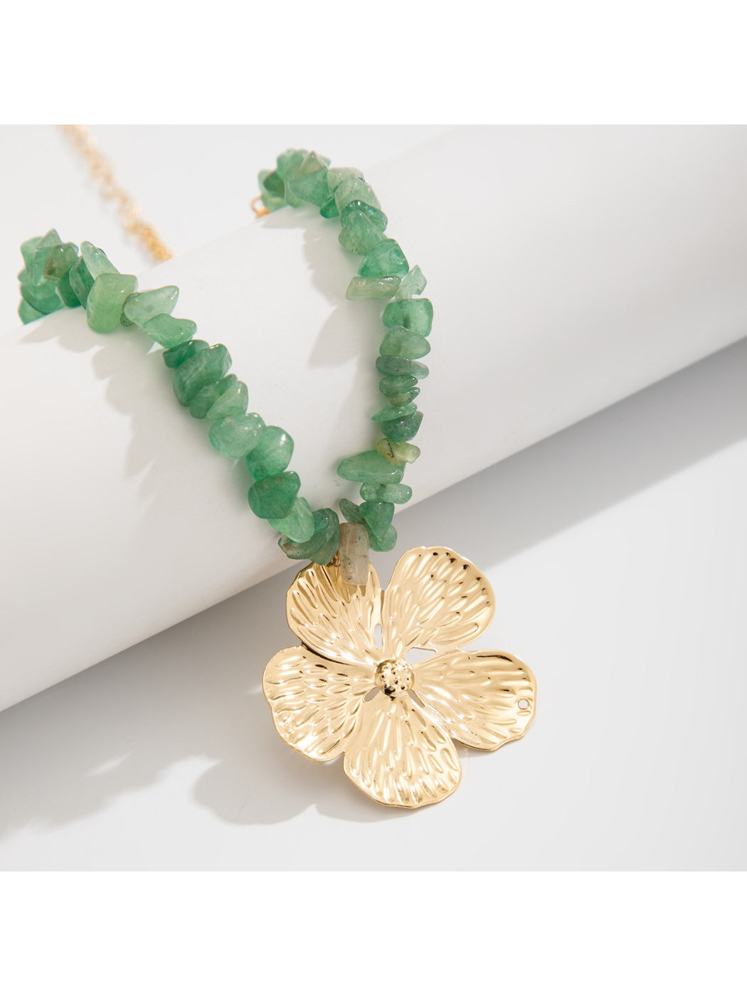 Side view of Neckit Flower Pendant Beaded Necklace highlighting the flower pendant and bead details