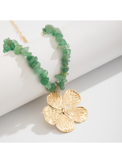Side view of Neckit Flower Pendant Beaded Necklace highlighting the flower pendant and bead details