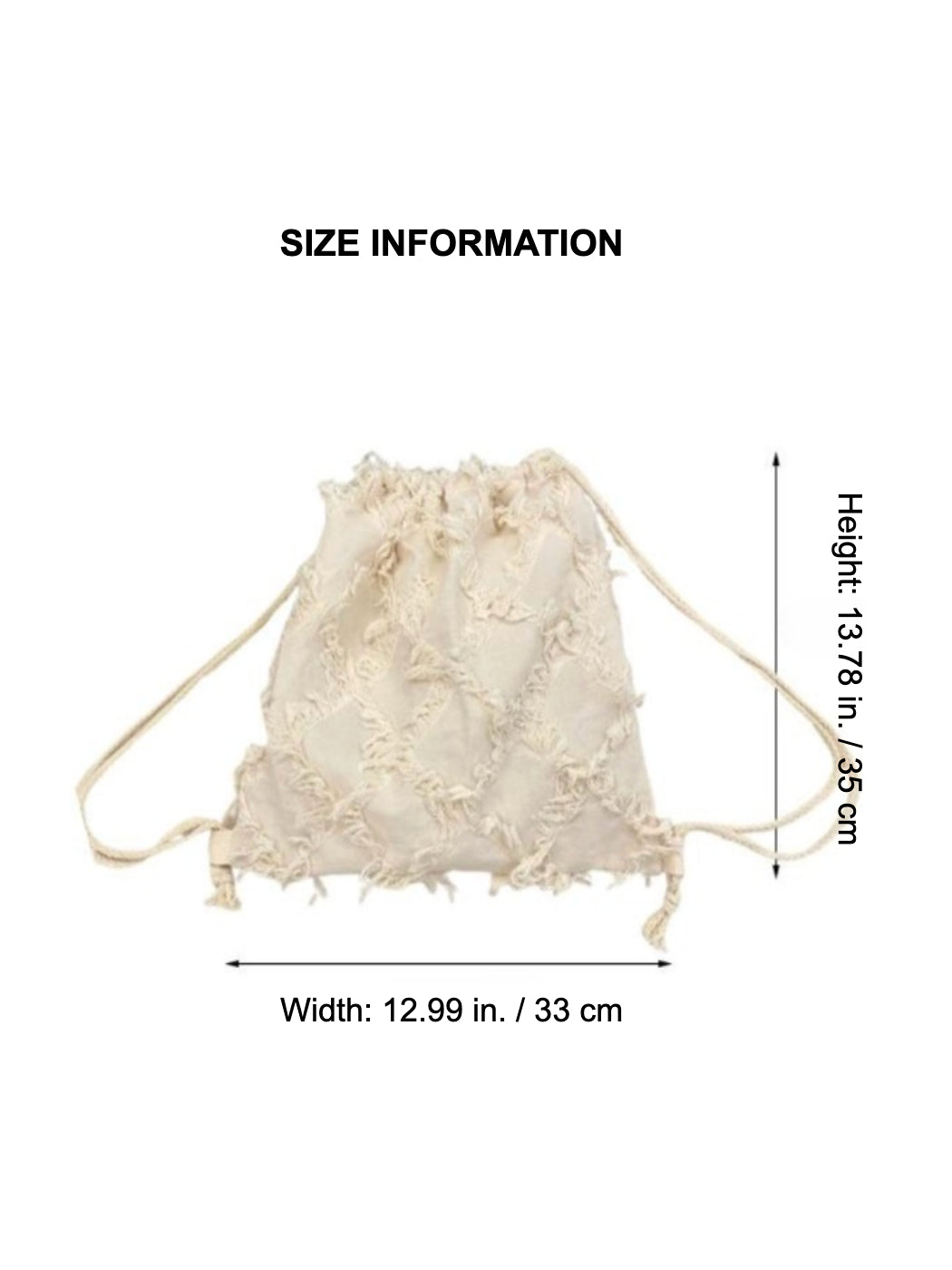Cosbai - Fringe Detail Casual Canvas Backpack