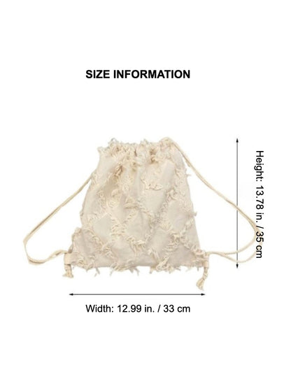 Cosbai - Fringe Detail Casual Canvas Backpack