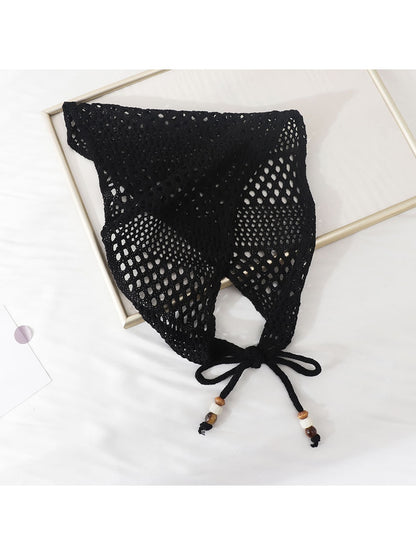 Scarvii - Openwork Beaded Tie Triangle Bandana