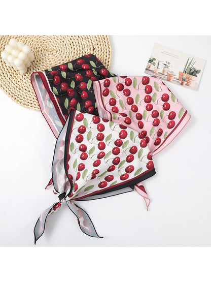 Scarvii Sweet Cherry Print Hair Wrap Scarf