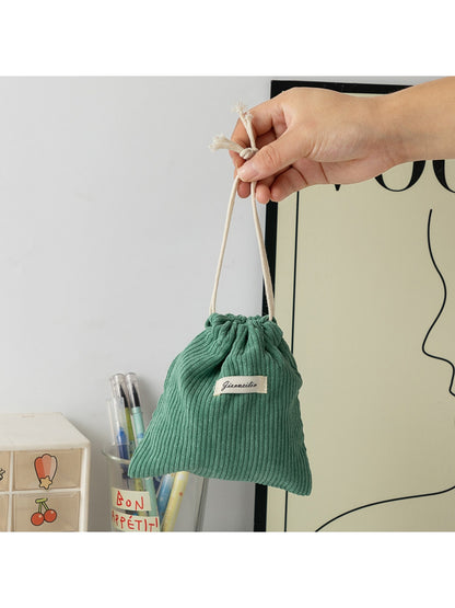 Cosbai - Solid Color Drawstring Coin Pouch Bag