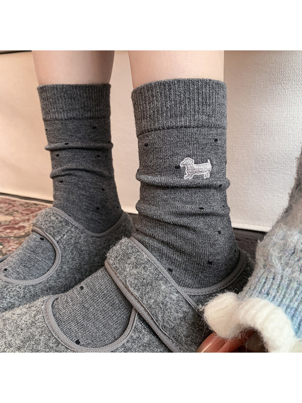Rufia - Polka Dot Bear Crew Socks
