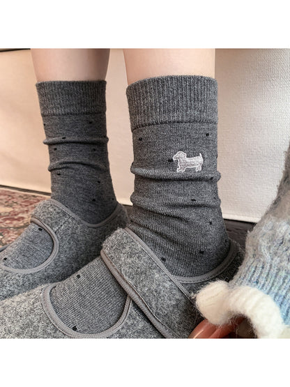 Rufia - Polka Dot Bear Crew Socks