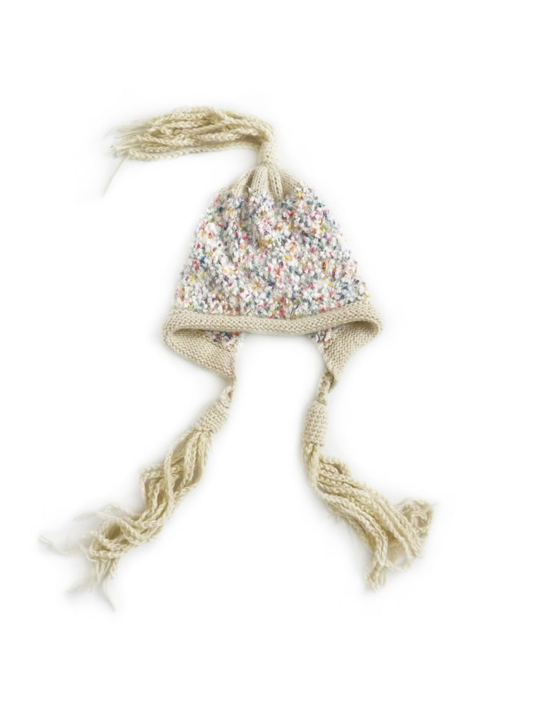 Haila - Winter Knitted Beanie with Tassels & Colorful Speckled Patterns