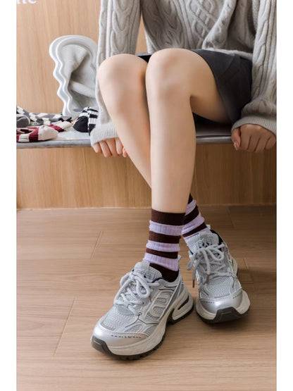 Rufia - College Style Wide Stripe Crew Socks