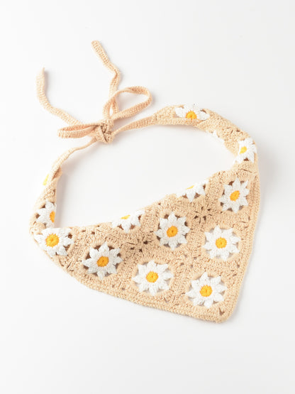 Haila - Floral Woven Flower Hairband - khaki - product image