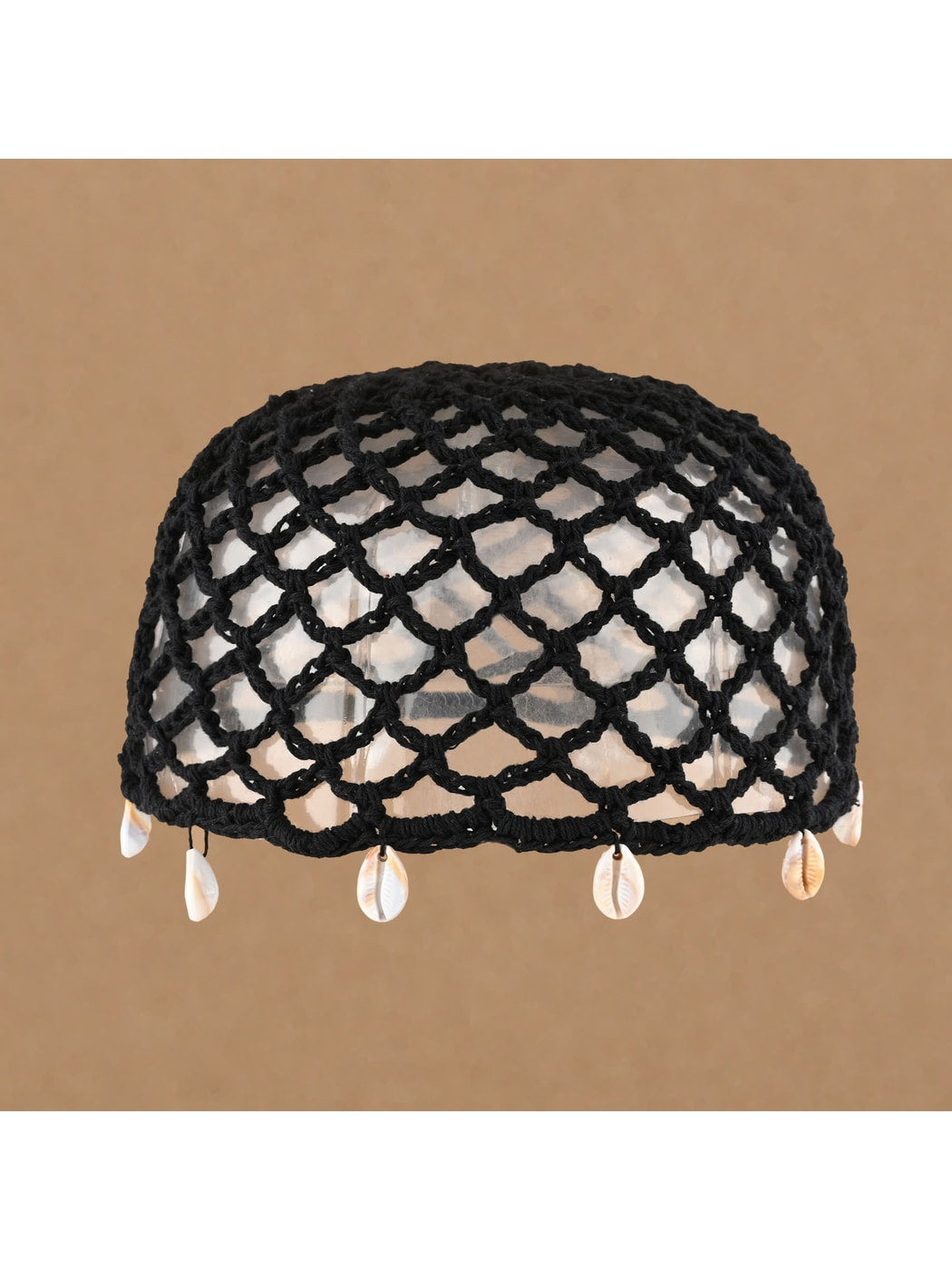 Haila - Openwork Solid Color Round Crown Knit Hat
