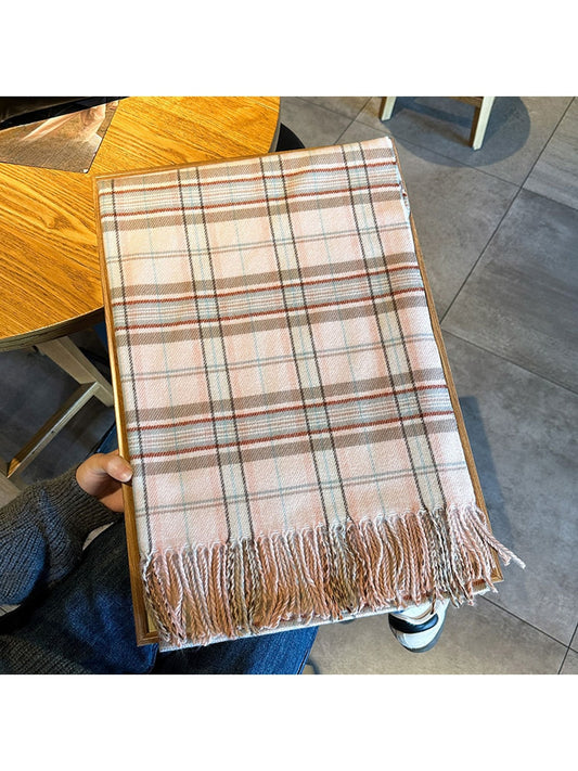 Scarvii - Checked Tassel Everyday Style Scarf
