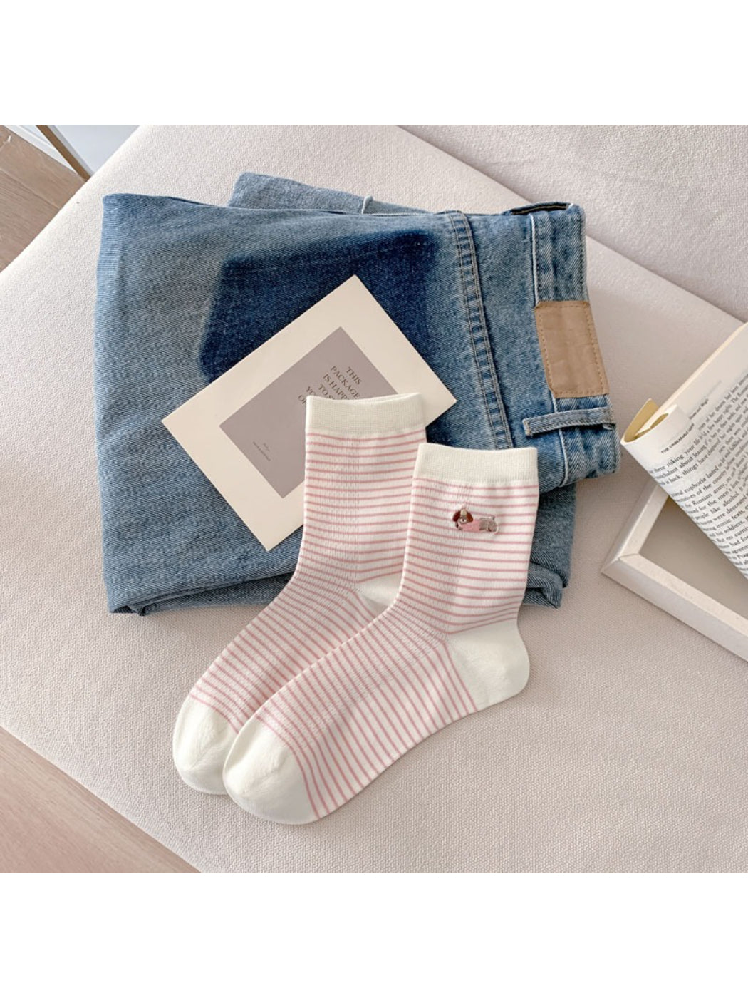 Rufia - Striped Embroidered Crew Socks product image 4